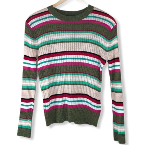 Juicy Couture Sparkle Multi Stripe Ribbed Long Sleeve Sweater - Picture 5 of 13